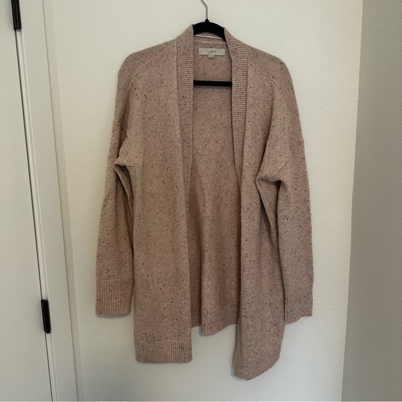 LOFT Flecked Open Style Cardigan Light Pink Color Size Large Women’s - Picture 2 of 9